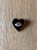 Moonchild Copenhagen broche, sort hjerte med øje, 5 cm