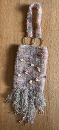 House of Lenschau stribet rosa glimmertaske med roser