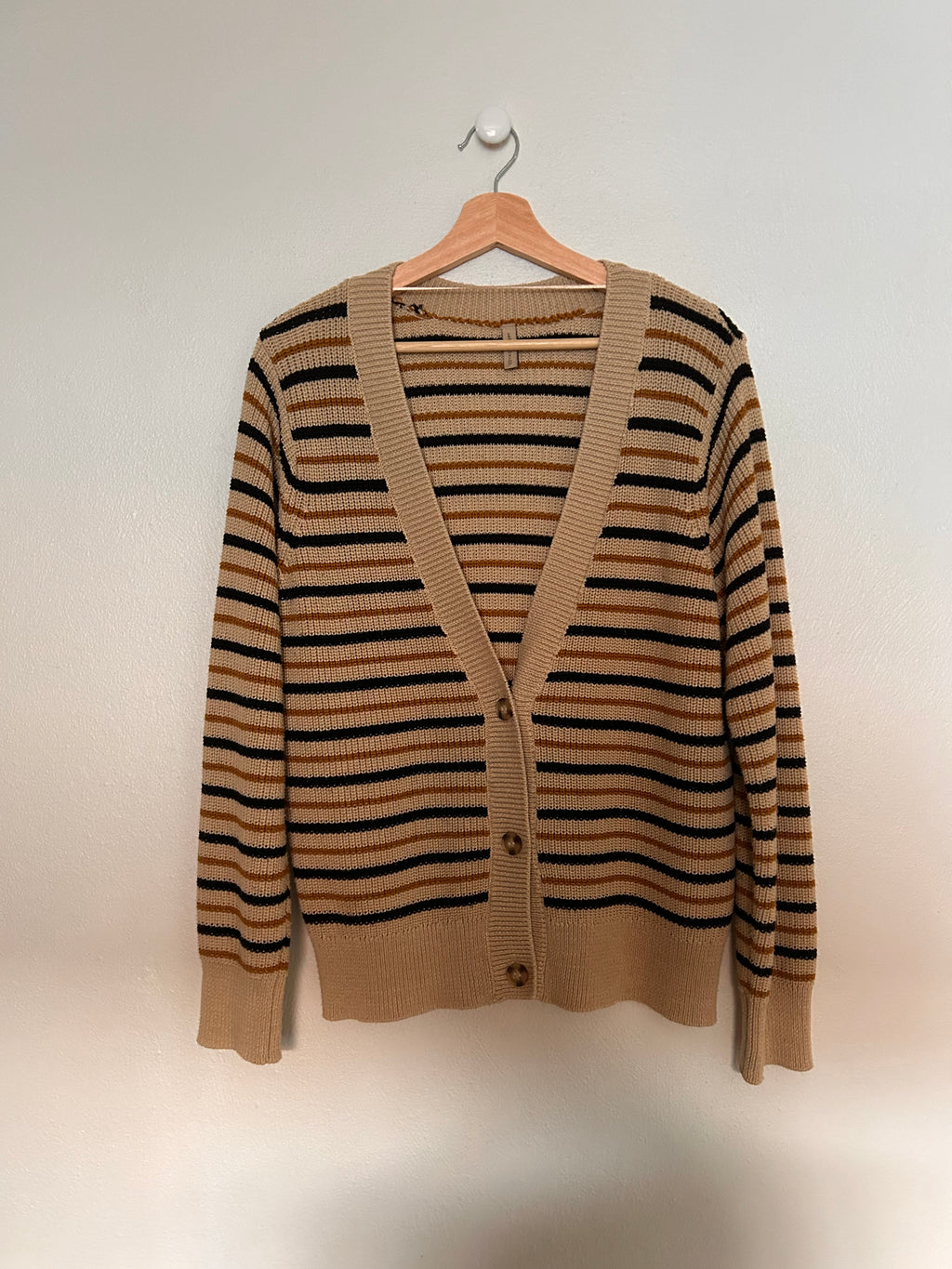 Stribet strikcardigan