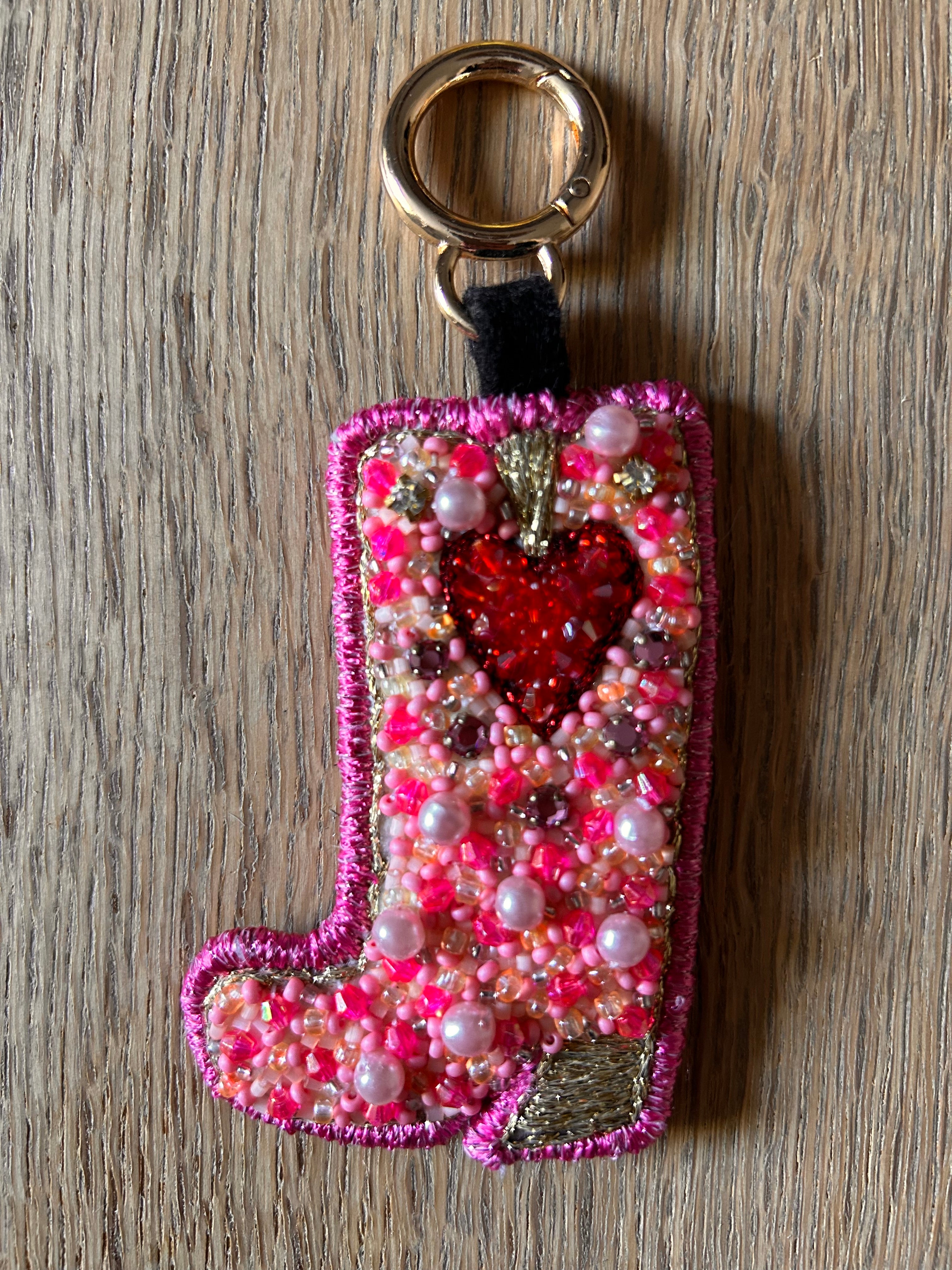 Moonchild Copenhagen nøglering, pink western støvle, 9 cm
