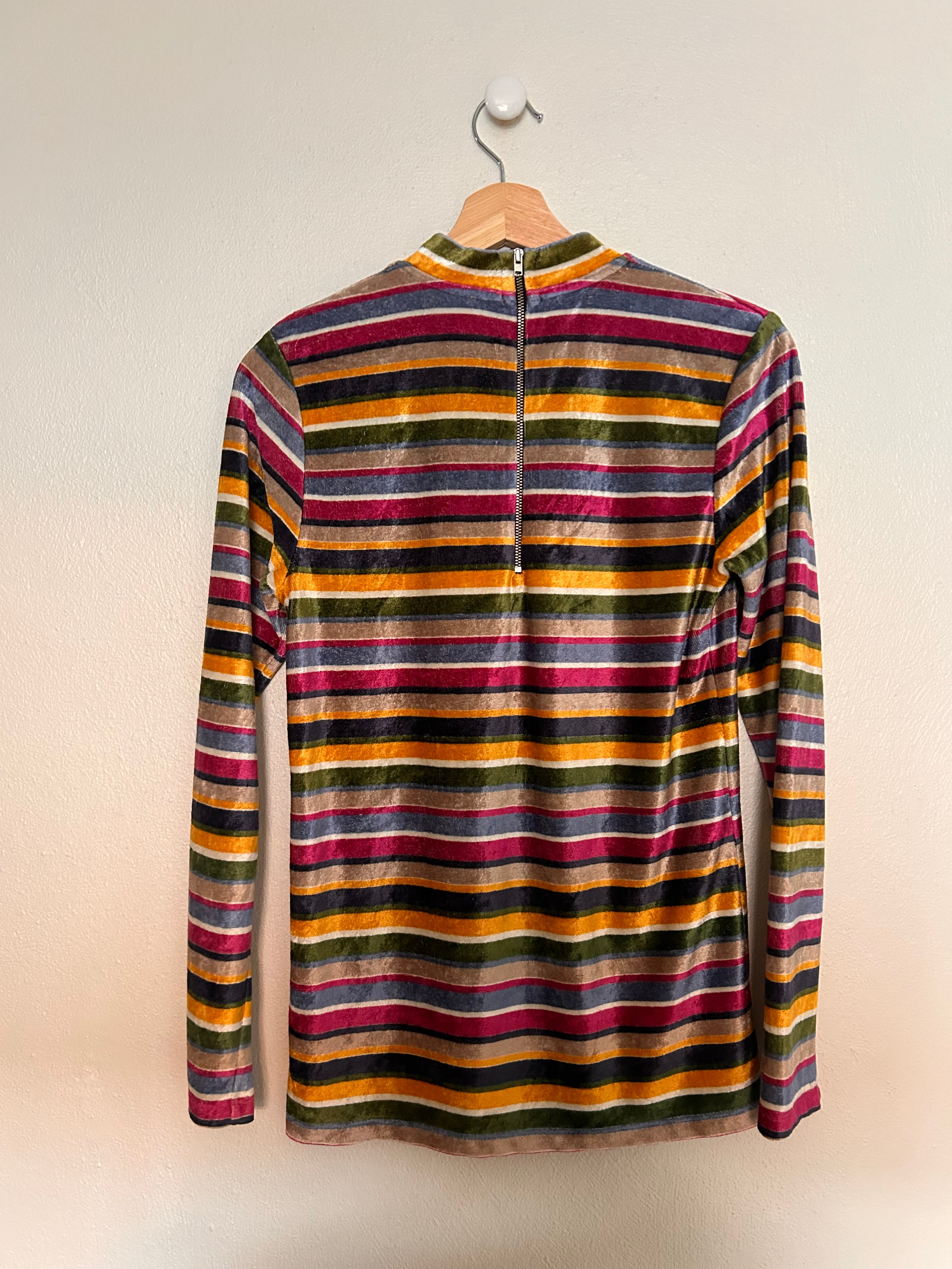 Mads Nørgaard langærmet stribet velour bluse
