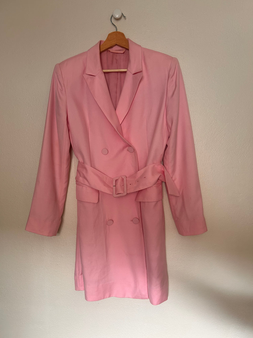 Pink blazer-kjole m. bælte
