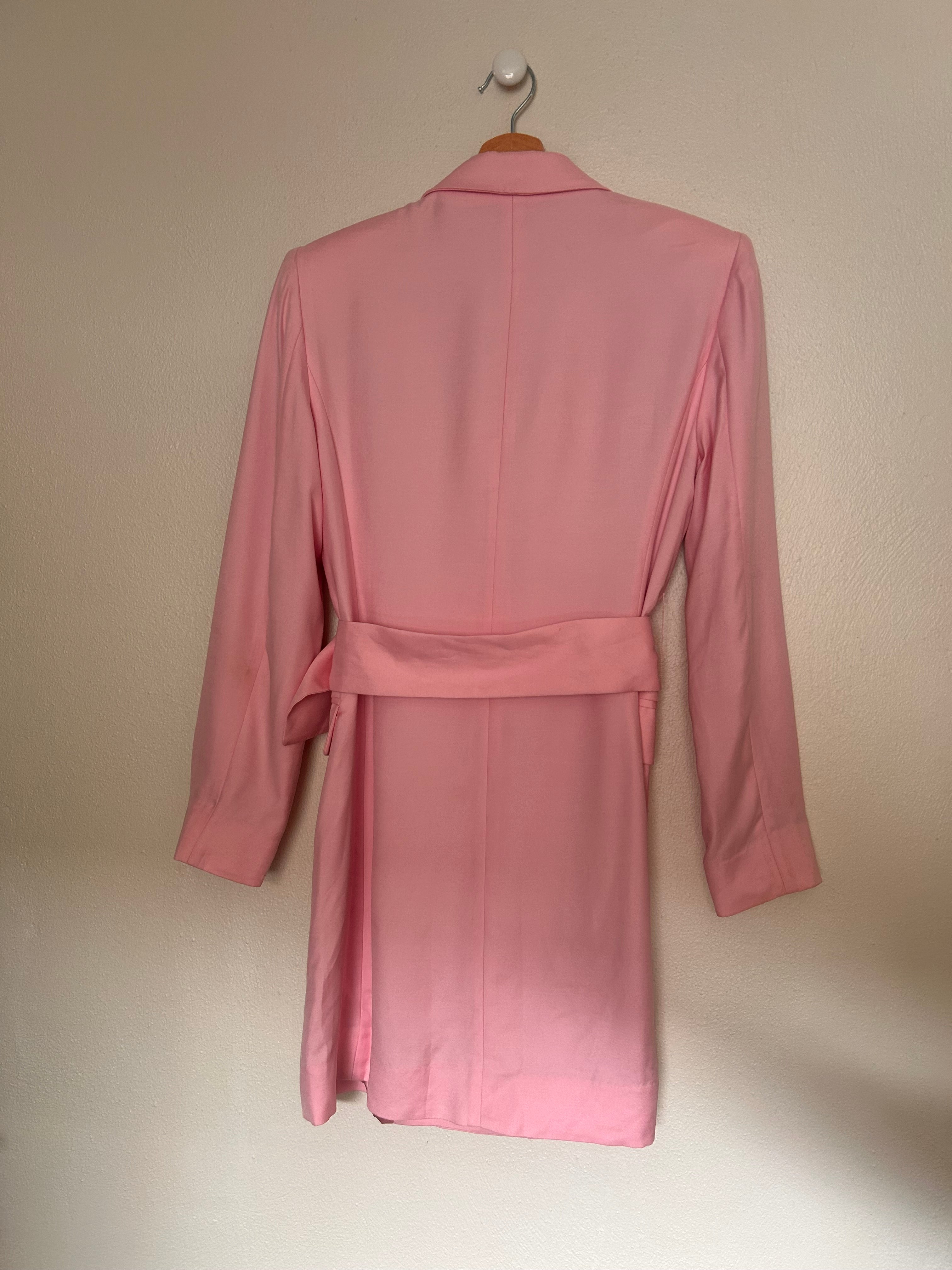 Pink blazer-kjole m. bælte