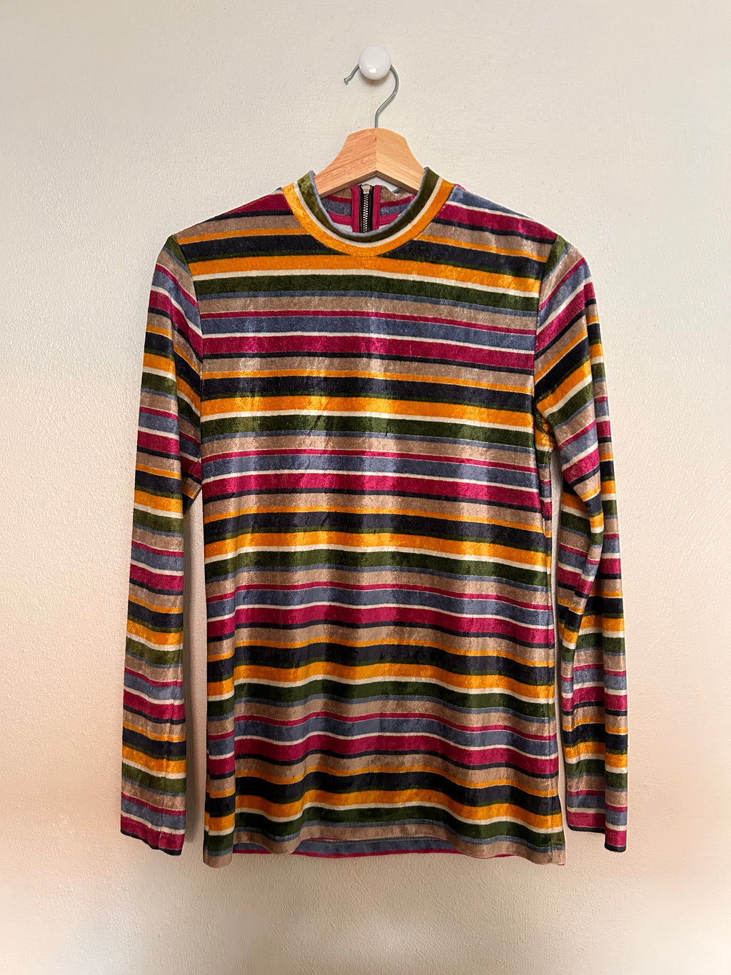 Mads Nørgaard langærmet stribet velour bluse