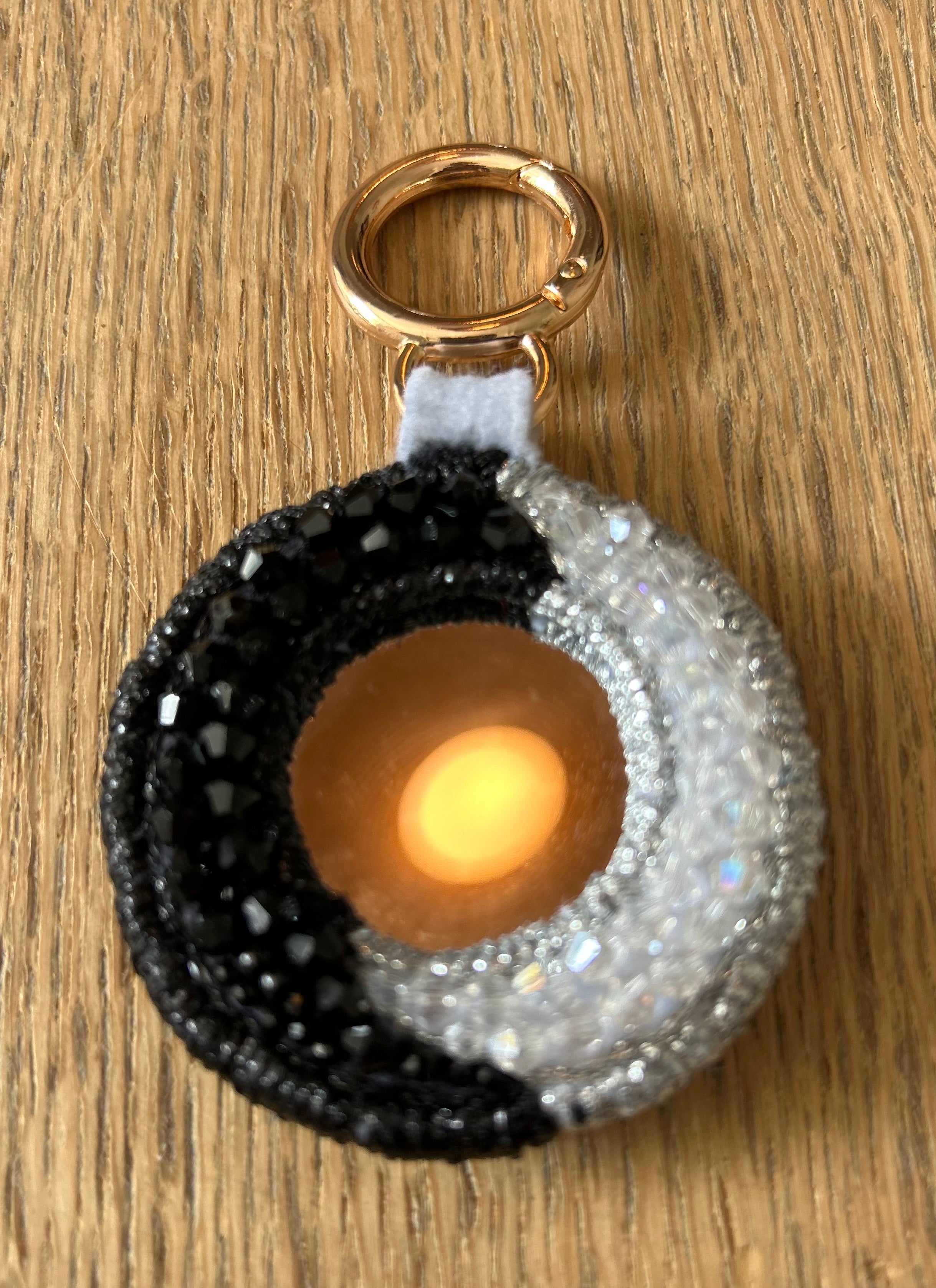 Moonchild Copenhagen nøglering, yin yang m. spejl, 7 cm